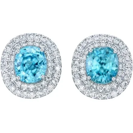 14K White Gold 1.33 ct Ice Blue Zircon Stud Earrings