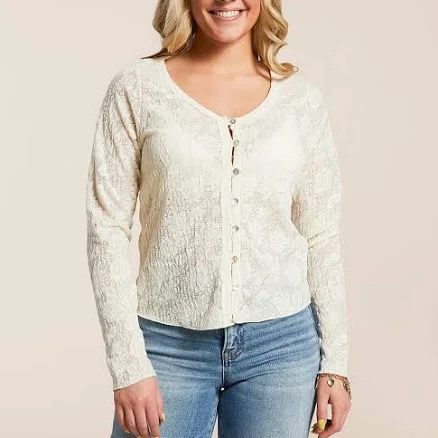 Willow & Root Women's Polyester Floral Lace Top with Buckle