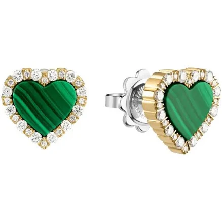 Damiani Belle Époque Yellow and White Gold Malachite and Diamond Earrings