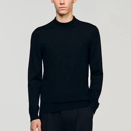 Sandro Men's Slim Fit Funnel Neck Wool Sweater