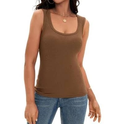 ATHLECHIC Women's Ribbed Scoop Neck Tank Tops (2 Pack)