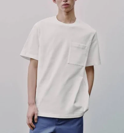 Cotton Crew Neck T-Shirt with Patch Pocket