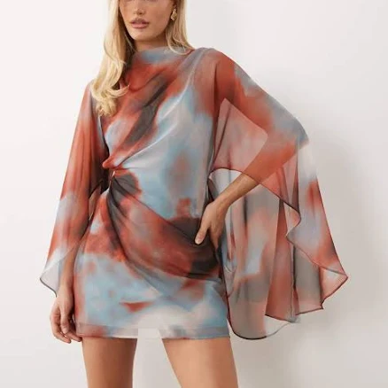 ASOS High Neck Drape Front Mini Dress