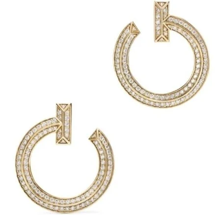 Tiffany T1 Open Hoop Earrings In 18k Yg With Diamonds -retail 12,500$