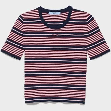 Prada Women's Striped Short-Sleeve Cotton T-Shirt