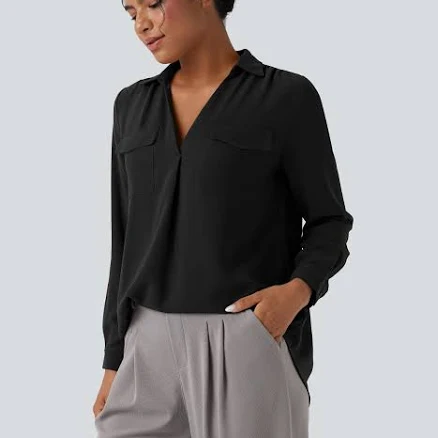 Halara V Neck Long Sleeve Work Shirt