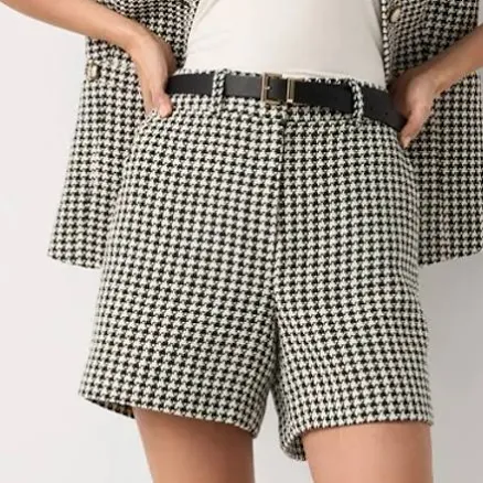 White House Black Market Women's Houndstooth Tweed Shorts