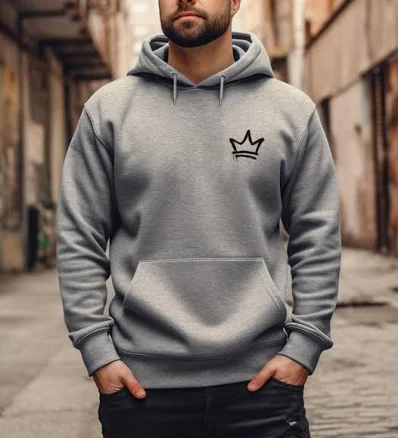 Spray Paint Inspired Crown Embroidered Hoodie