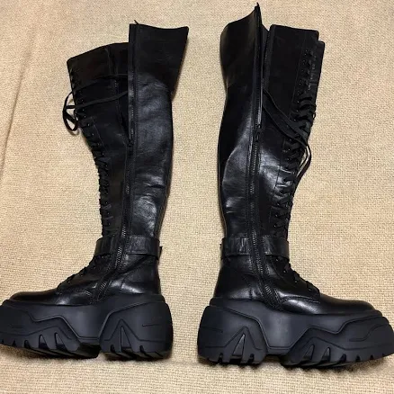current Mood Dolls Kill Obsidian Pocket Tall Combat Boots Goth 19