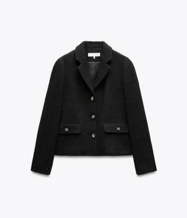 Zara Women's Textured Blazer with Embossed Buttons