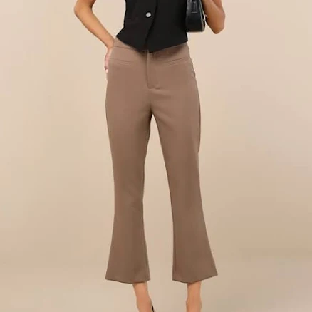 Lulus Cropped Flare Trouser Pants