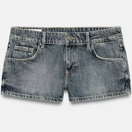 Zara Trf Star Stud Mini Denim Shorts