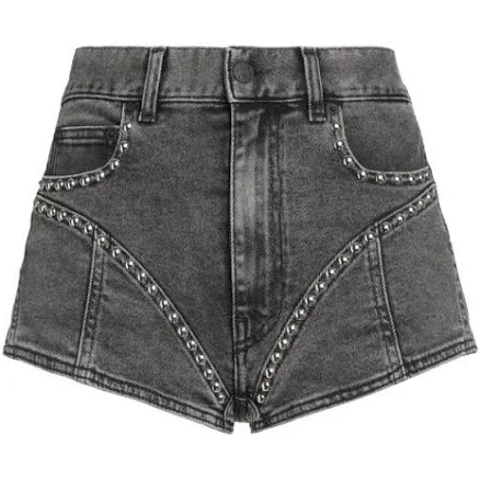 Mugler Women's Stud-Detailed Denim Mini Shorts