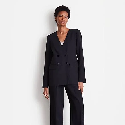 Loft Women's Versa Crepe Drape Collarless Blazer