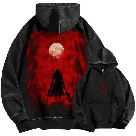 Bleached Dark Fantasy Video Game Washed Hoodie, Oversized Menswear And Women Menswear Tops, Gym Pump Cover, Hip Hop Y2K Graphic Apparel, Gift for Fans