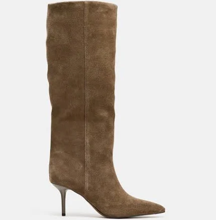 Zara Women's Split Leather Stiletto Heel Boots