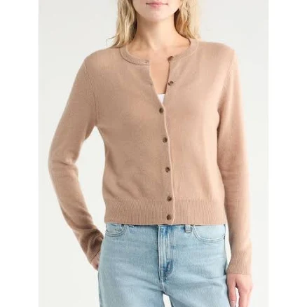 Nordstrom Crewneck Cashmere Cardigan in Camel at Nordstrom Rack, Size Large