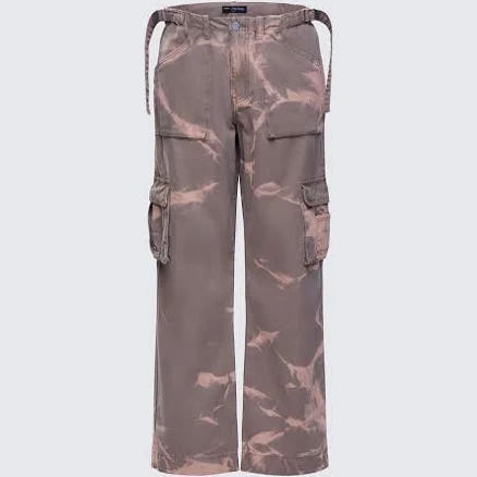 Tie Dye Wide Leg Cotton Cargo Pants