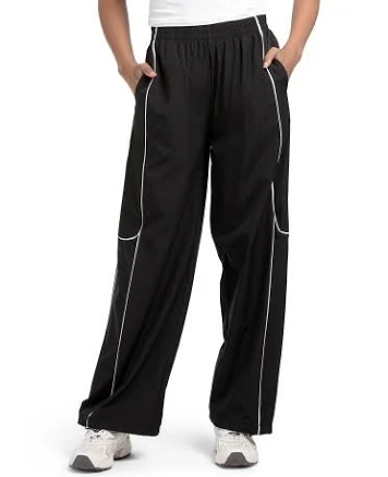 Nylon Track Pants with Contrast Piping