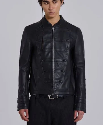 Jaded London Leather Military Jacket