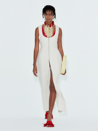 Scoop Neck Zipper Dress
