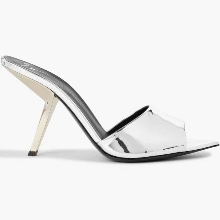 Giuseppe Zanotti Mystero mirrored-leather mules - Women - Silver Heels - EU 37