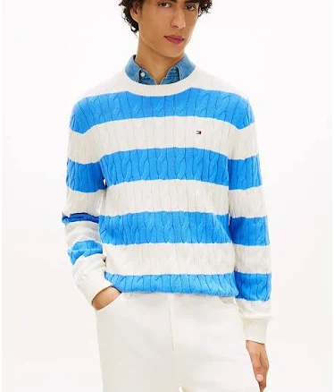 Tommy Hilfiger Men's Stripe Cable Knit Sweater