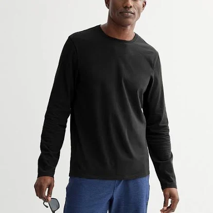 Men's Apt. 9 Premier Flex Long Sleeve Crewneck Tee, Size: Small, Black