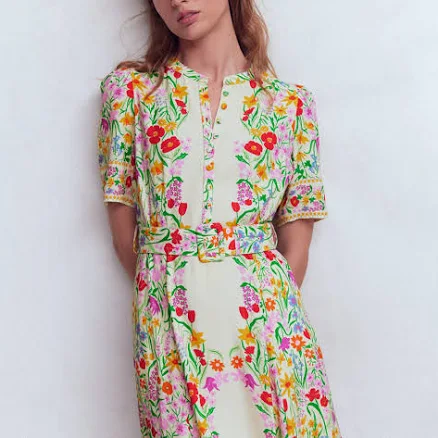 Boden Women's Kate Puff Sleeve Belted Dress