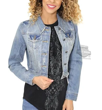 Harley-Davidson GENUINE Women's Limited Edition Blue Crop Denim Jacket