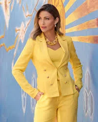 Polished Linen Blazer Lemon Drop