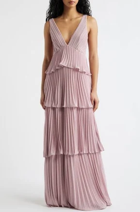 Lulus Women's Tiered Pleated Gown