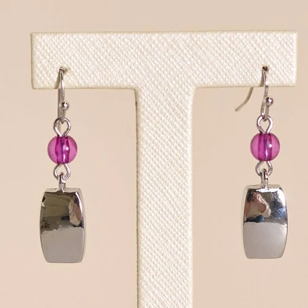Beaded Metal Pendant Earring