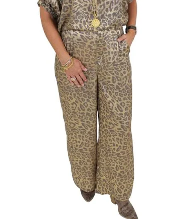 Metallic Leopard Print Pants