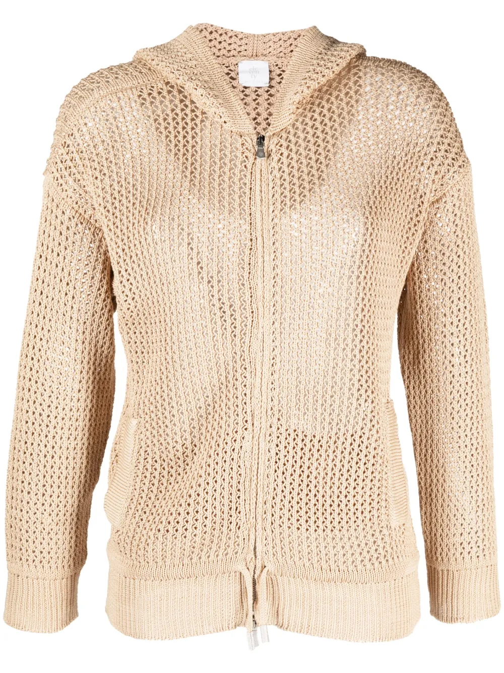 Knitted Zip-up Hooded Cardigan