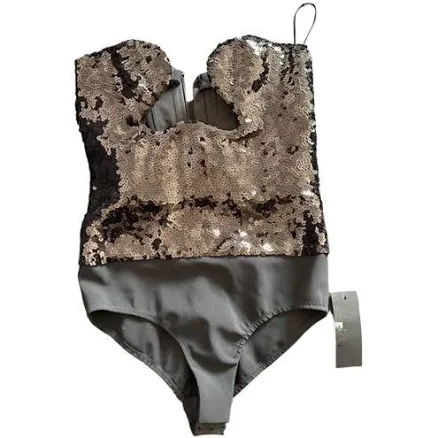 Saint Laurent Black Sequin Bodysuit Size 36 FR