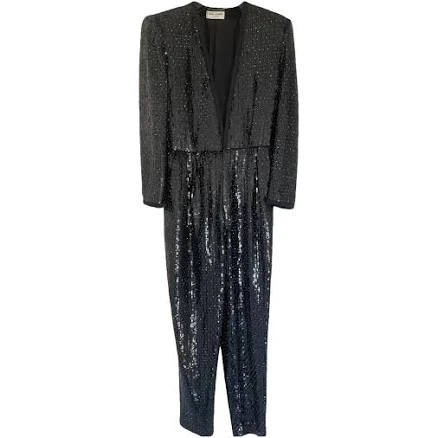 Saint Laurent Black Sequined Jumpsuit FR 40