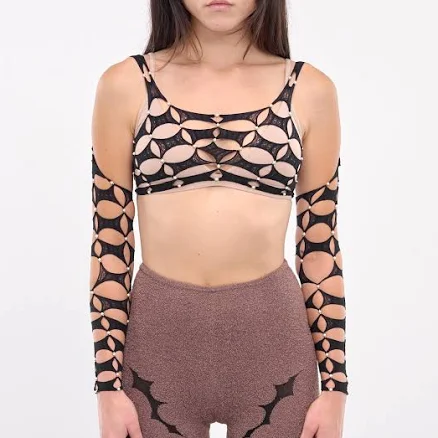 RUI H. Lorenzo Argyle Long Sleeve Crop Top