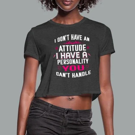 Women's Print Slogan Design T-shirt Fashionable - Women's Cropped T-Shirt deep heather