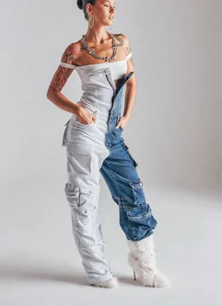 AKIRA Split Decision Denim Jumpsuit