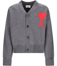 Knit Cardigan with Logo Intarsia