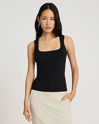 Express Women's Bodycon Light Compression Stretch Cotton Square Neck Tank Top