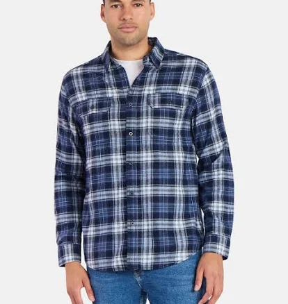 George Men's Relaxed Fit Flannel Shirt with Double Pockets