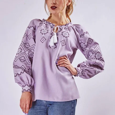 Cotton embroidered blouse Verkhovyna, Ukranian ethnic pattern, gift for her, Carpathian embroidery, vyshyvanka blouse kyiv