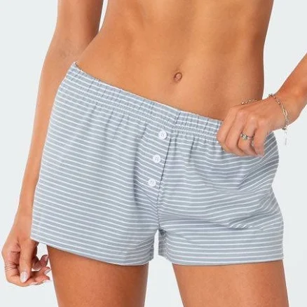 EDIKTED Women's Stripe Stretch Cotton Mini Shorts
