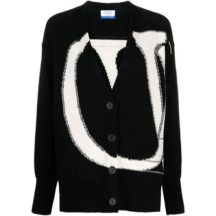 Off-white Maxi Logo-intarsia Wool Women Cardigan