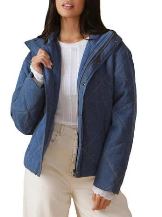 FLYING TOMATO Quilted Denim Jacket