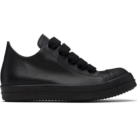 Rick Owens Men's Black Leather Temple Jumbolace Low-Top Sneakers