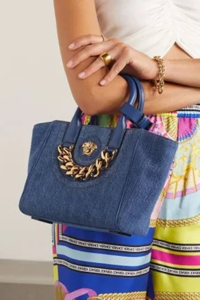 Versace Women's La Medusa Medium Denim Tote