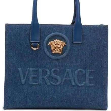 Versace La Medusa Small Denim Tote